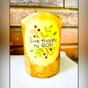 *Give Thanks to God Timer Pillar Candle